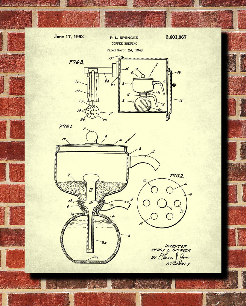 Coffee Brewing Patent Print Cafe Blueprint Kitchen Poster - OnTrendAndFab