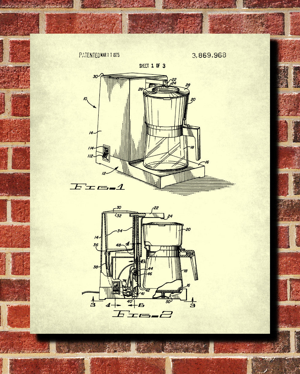 Coffee Maker Patent Print Cafe Blueprint Kitchen Poster - OnTrendAndFab