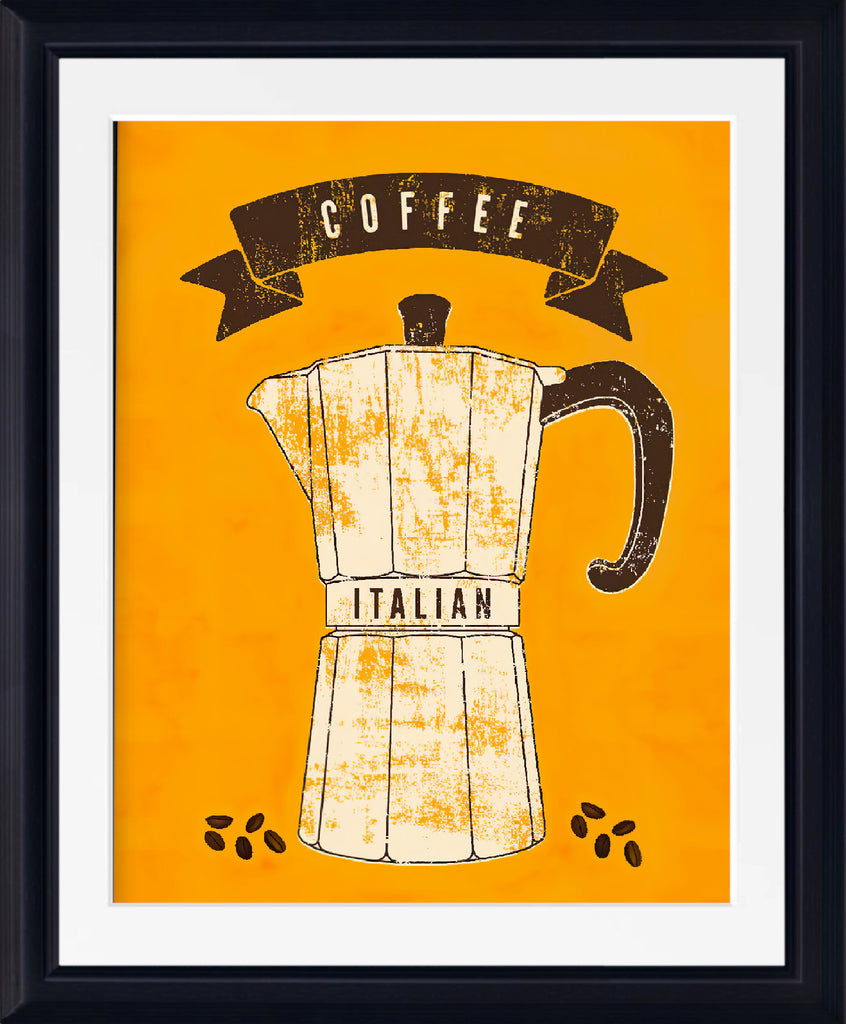 Italian Coffee Print Framed Vintage Advertising Poster Art