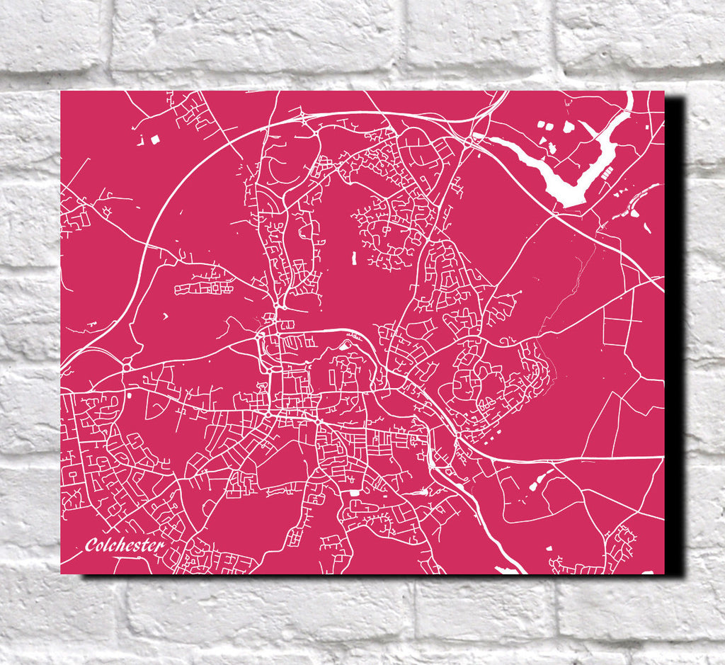 Colchester City Street Map Print Modern Art Poster