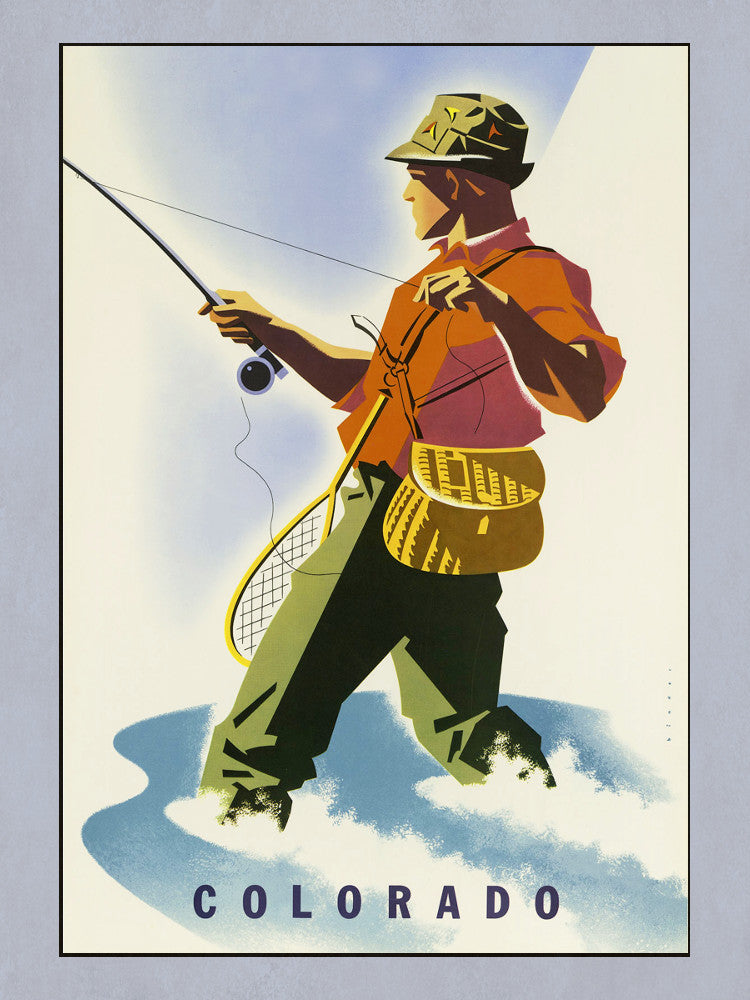 Colorado Fishing Print Vintage Travel Poster Art