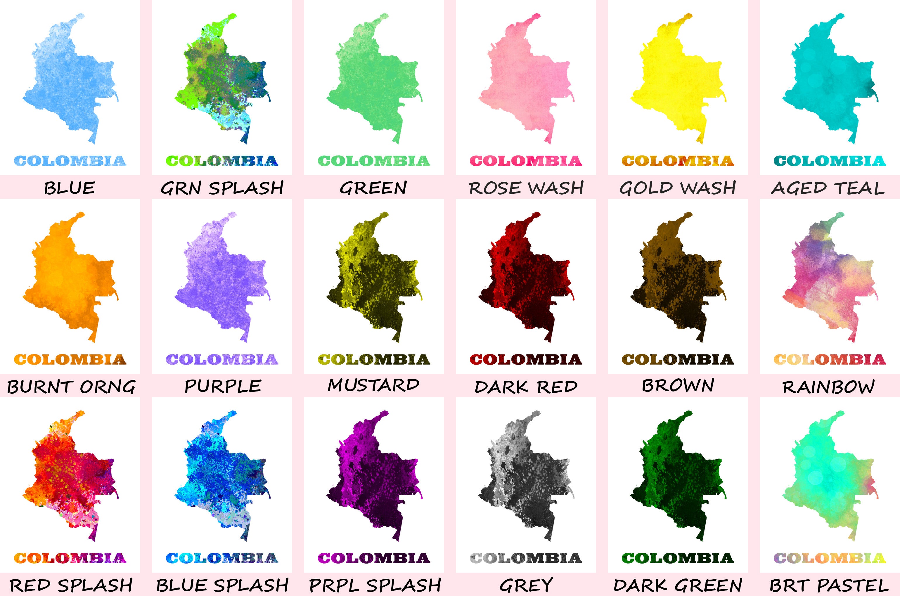 Colombia Map Print Outline Wall Map of Colombia