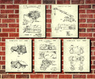 Construction Vehicle Posters, Set 5 Mining Patent Prints