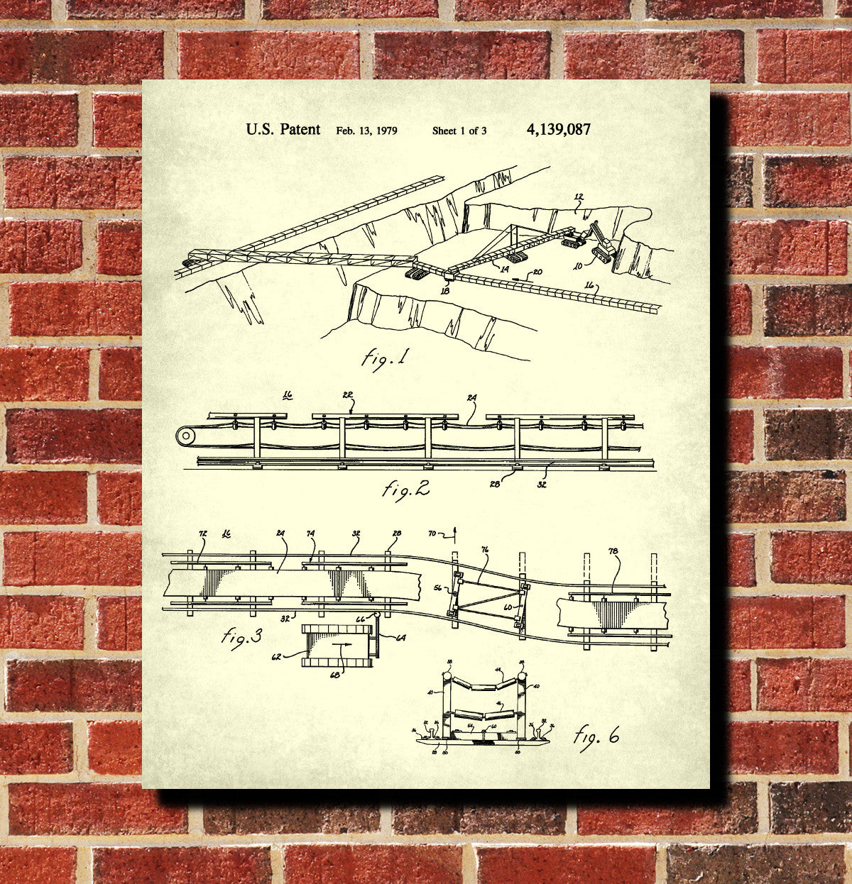 Mining Belt Conveyor Patent Print Gold Rush Poster