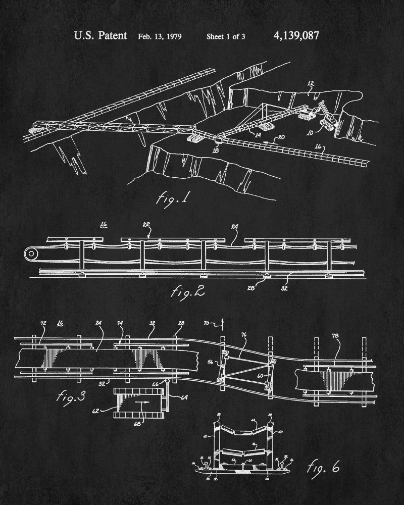 Mining Belt Conveyor Patent Print Gold Rush Poster