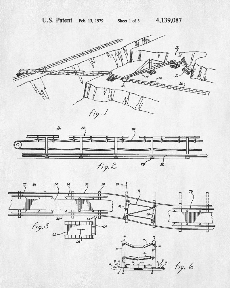 Mining Belt Conveyor Patent Print Gold Rush Poster