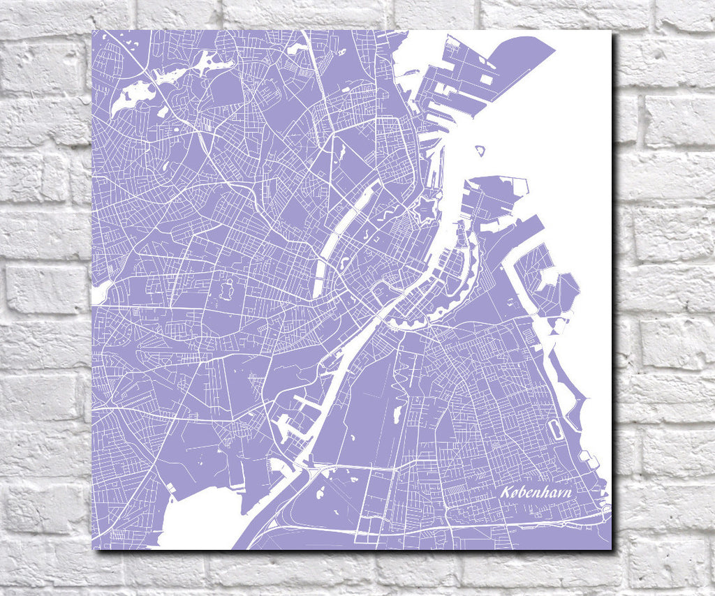 Copenhagen City Street Map Custom Wall Map Poster - OnTrendAndFab