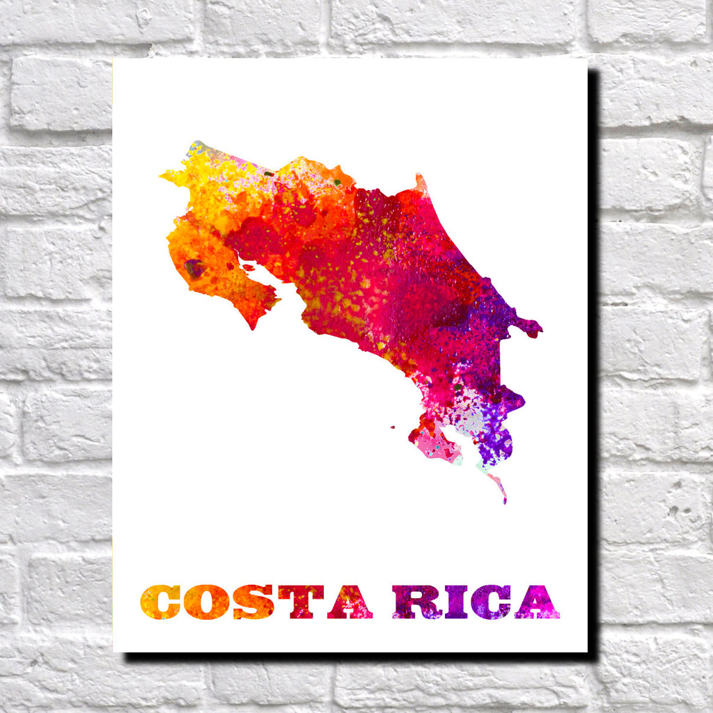 Costa Rica Map Print Outline Wall Map of Costa Rica