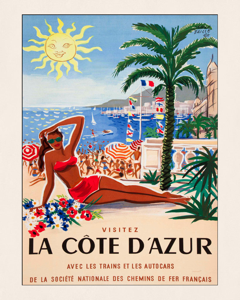 Côte d'Azur France Print Vintage Travel Poster Art - OnTrendAndFab