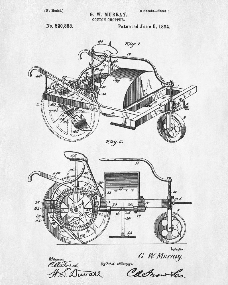 Farm Equipment Patent Print, Cotton Chopper Poster