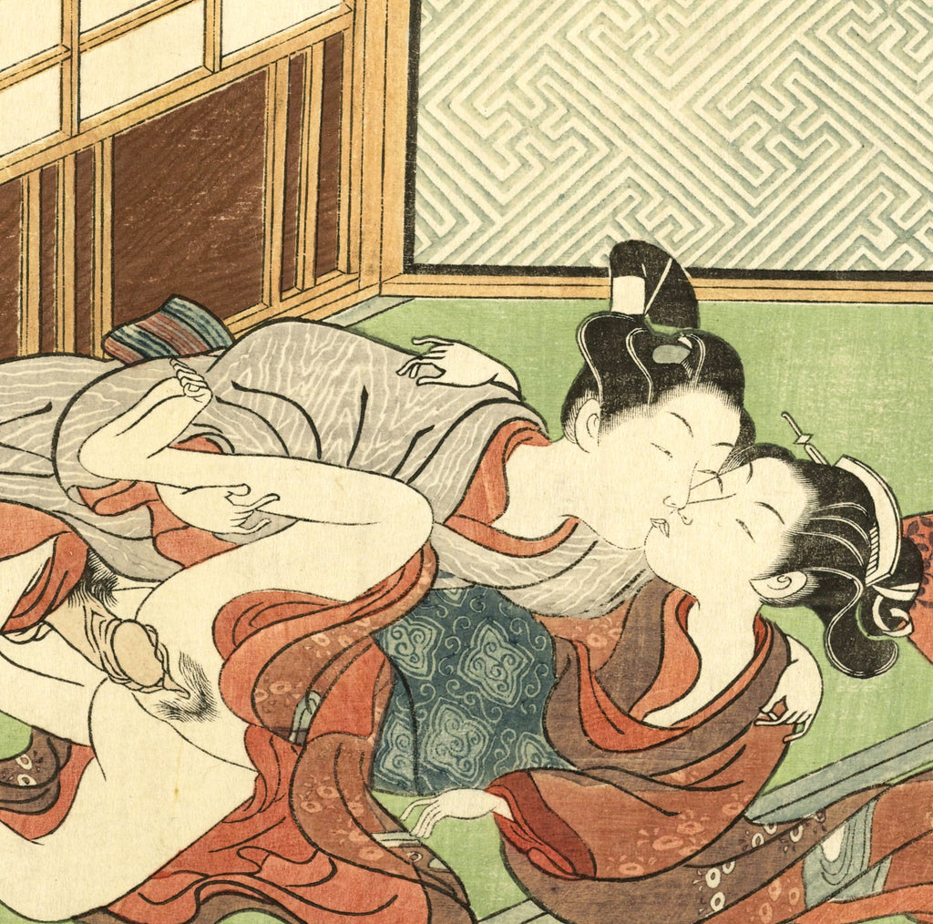 Suzuki Harunobu, Japanese Shunga Art Print : Couple on Tatami Mats