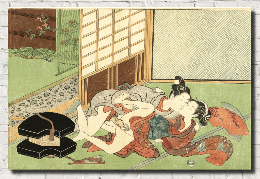Suzuki Harunobu, Japanese Shunga Art Print : Couple on Tatami Mats