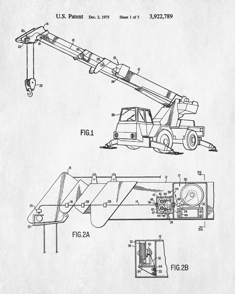 Crane Patent Print Building Poster Construction Blueprint