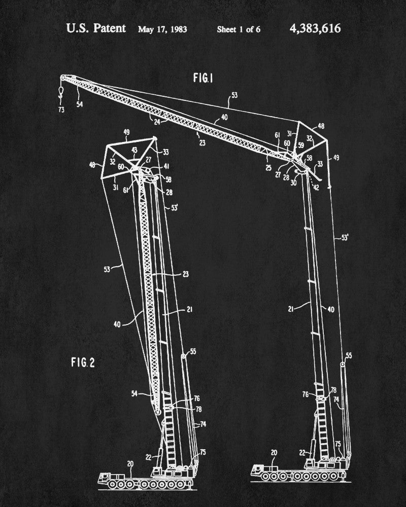 Crane Blueprint Building Poster Construction Patent Print