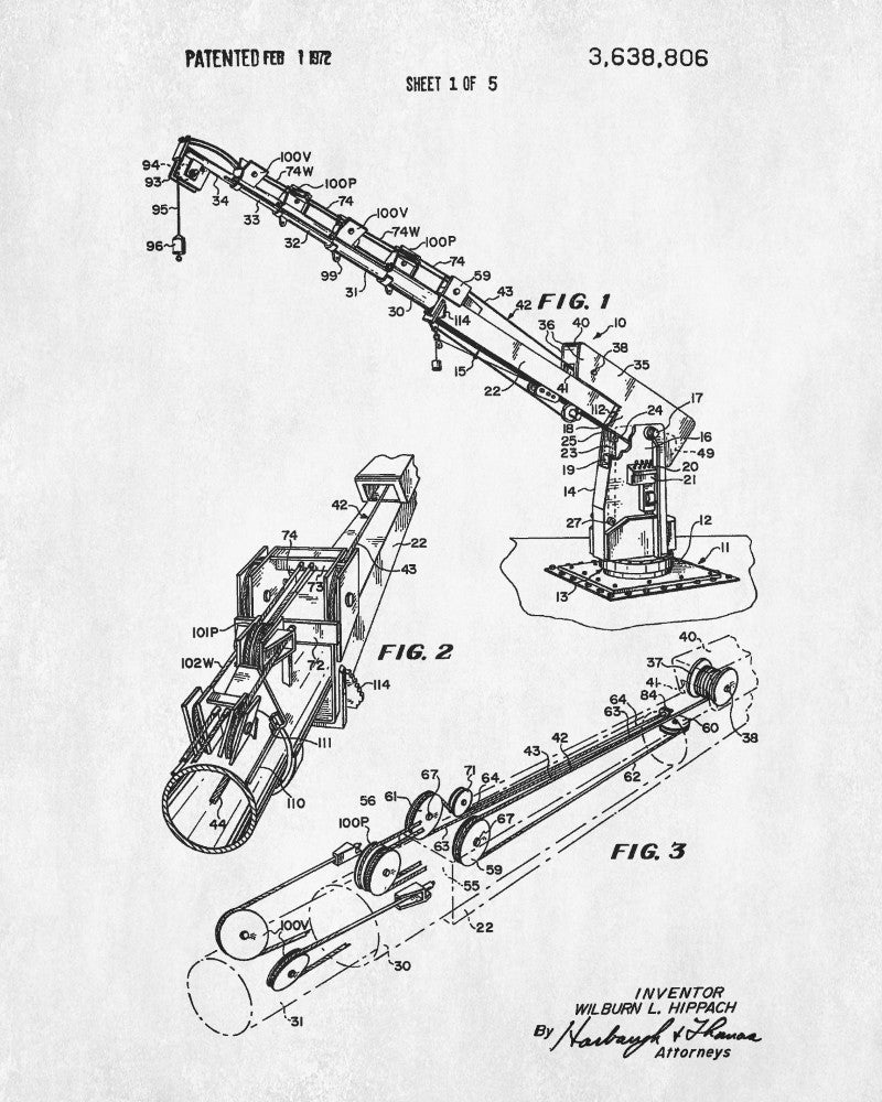 Crane Blueprint Building Patent Print Construction Machinery Poster