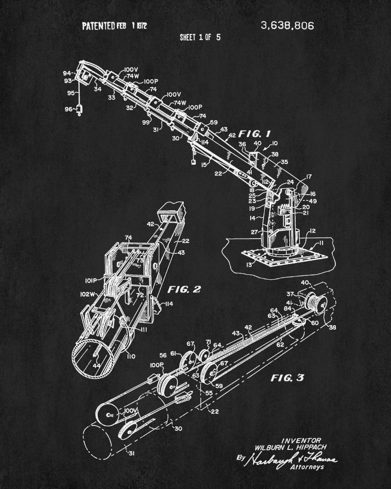 Crane Blueprint Building Patent Print Construction Machinery Poster