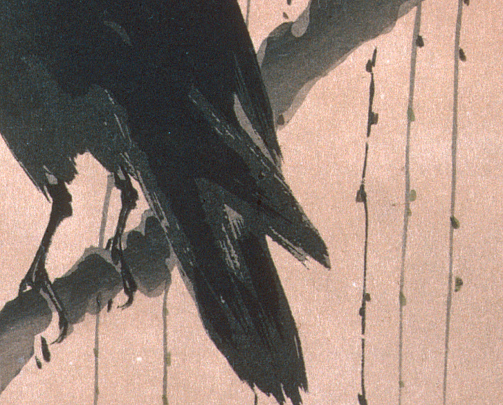 Okuhara Seiko Fine Art Print, Crow on a Willow Branch