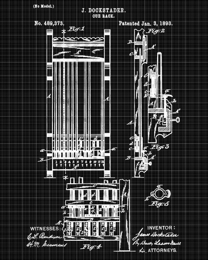 Pool Cue Rack Blueprint Billiards Patent Print - OnTrendAndFab
