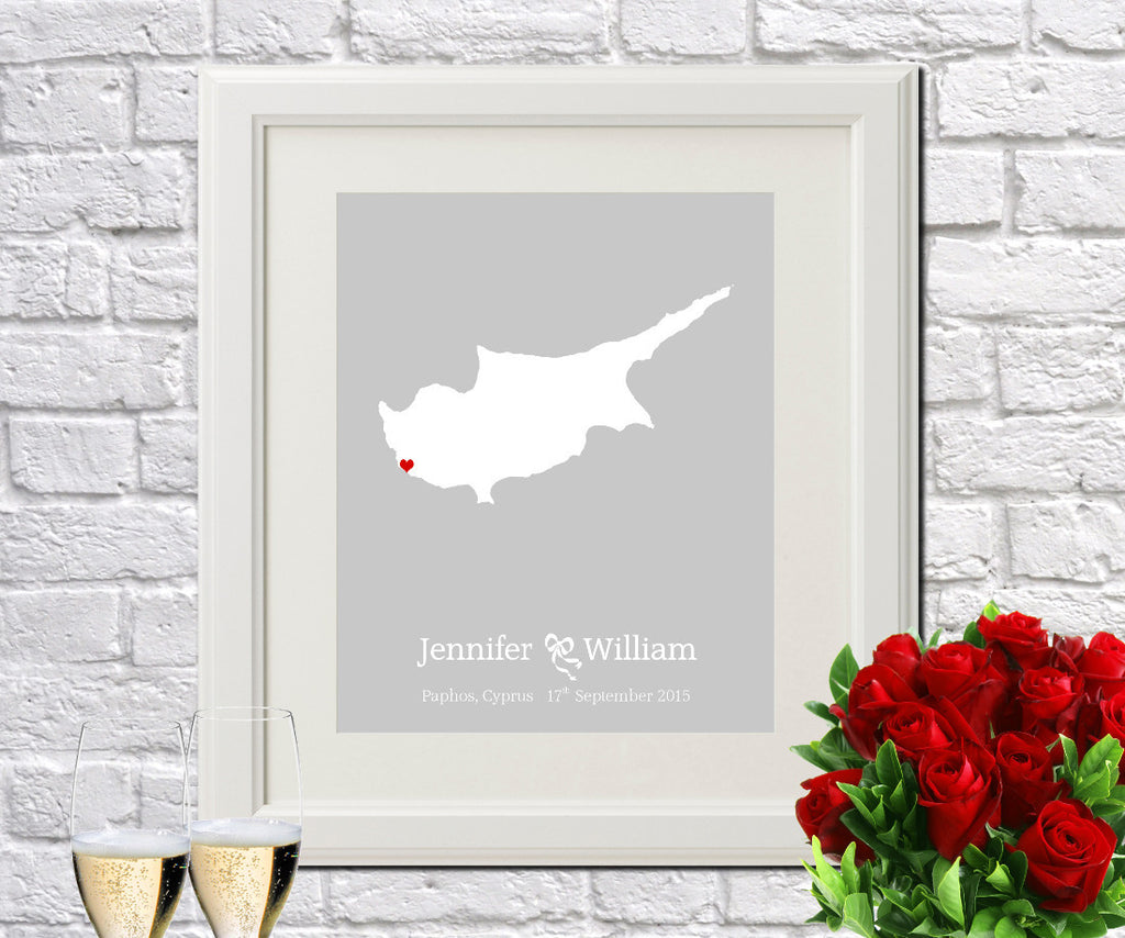 Cyprus Custom Wedding Engagement Art Print - OnTrendAndFab