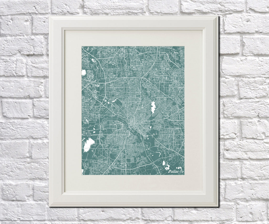Dallas City Street Map Print Feature Wall Art Poster