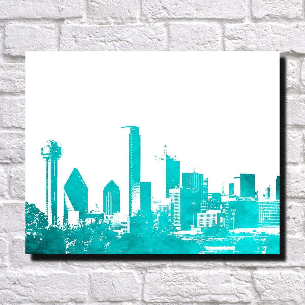 Dallas City Skyline Print Landscape Poster Feature Wall Art