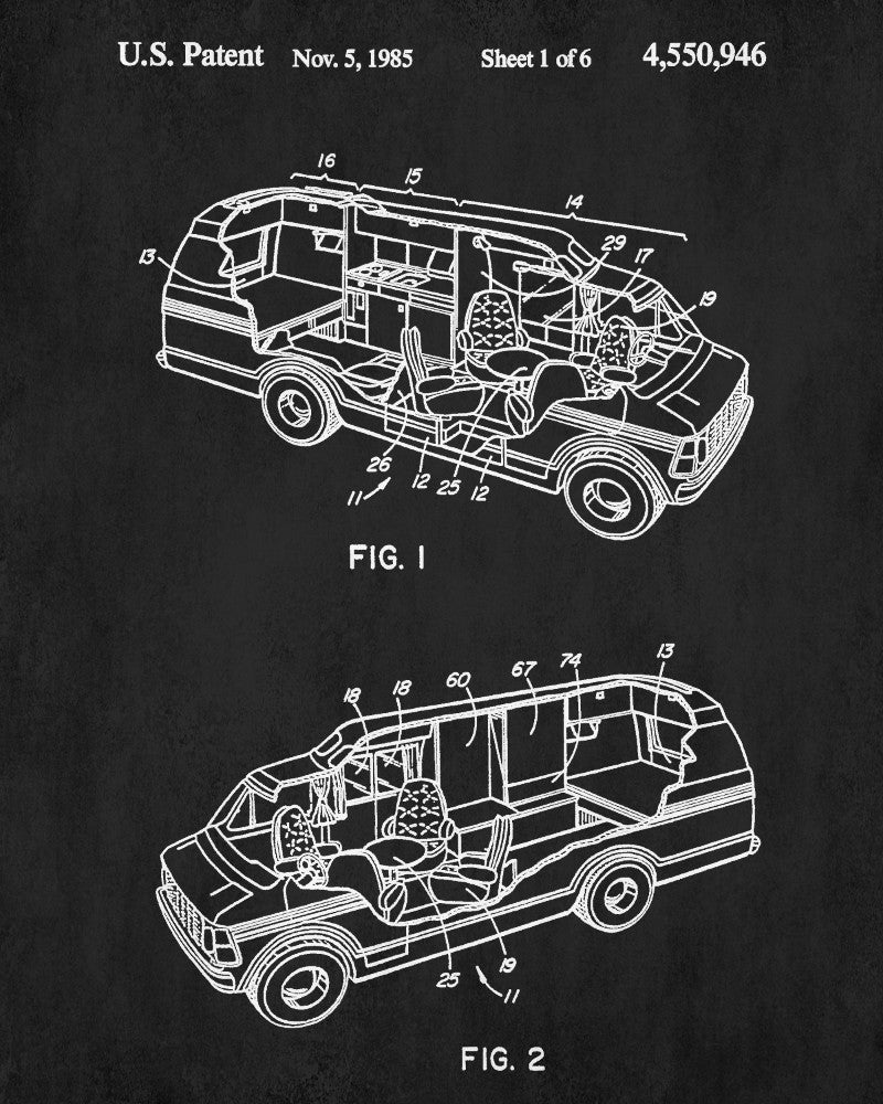 Day Van Patent Print Motoring Blueprint Poster