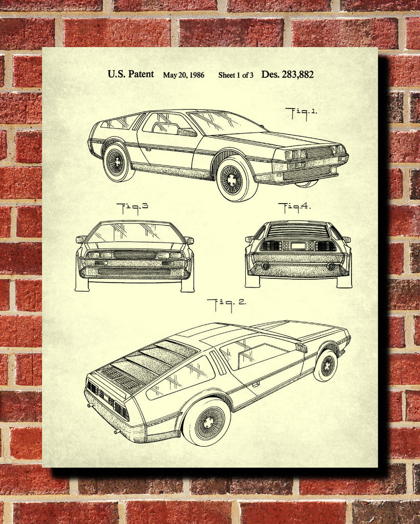 DeLorean Blueprint Back to the Future Movie Patent Print - OnTrendAndFab