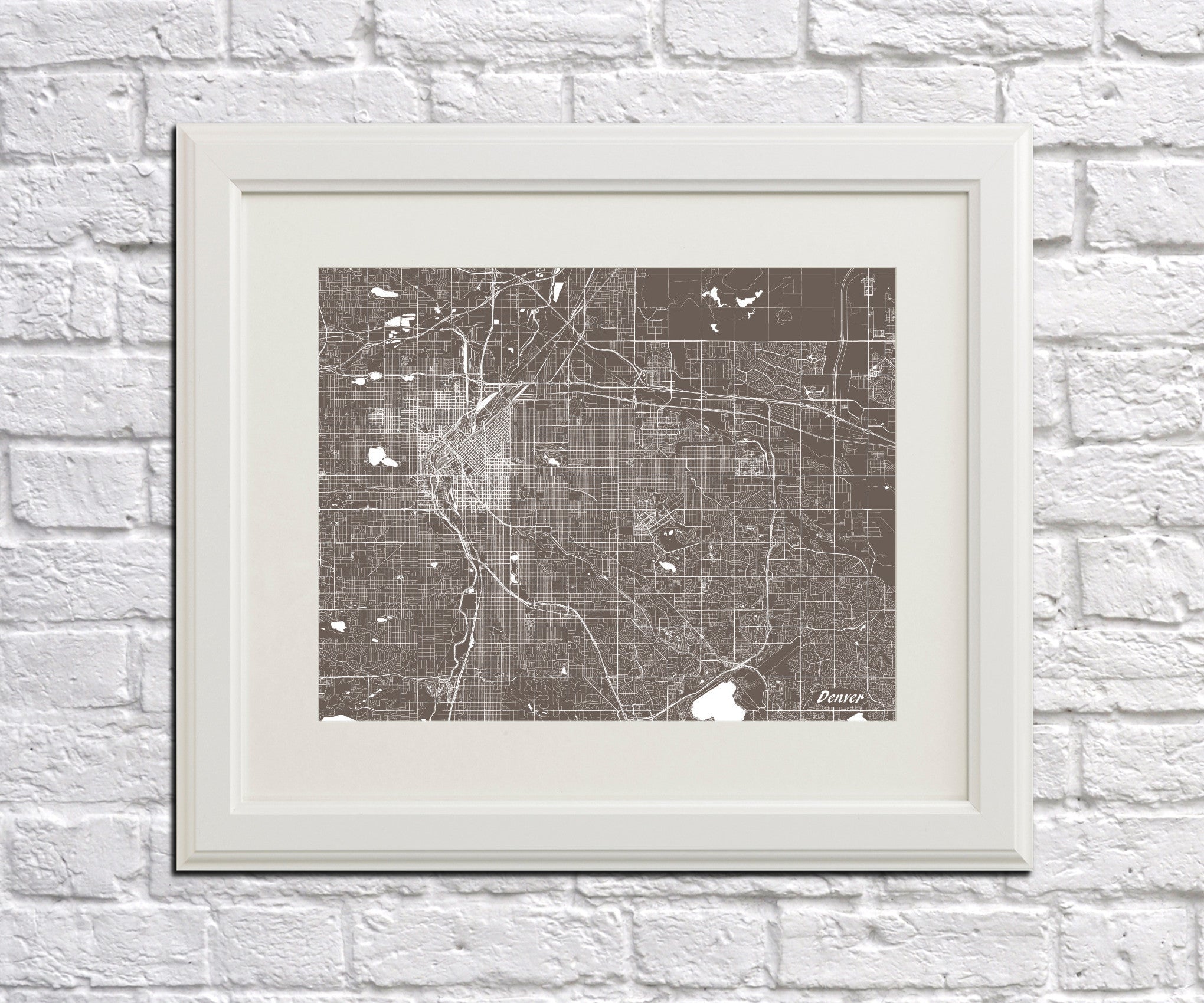 Denver City Street Map Print Feature Wall Art Poster