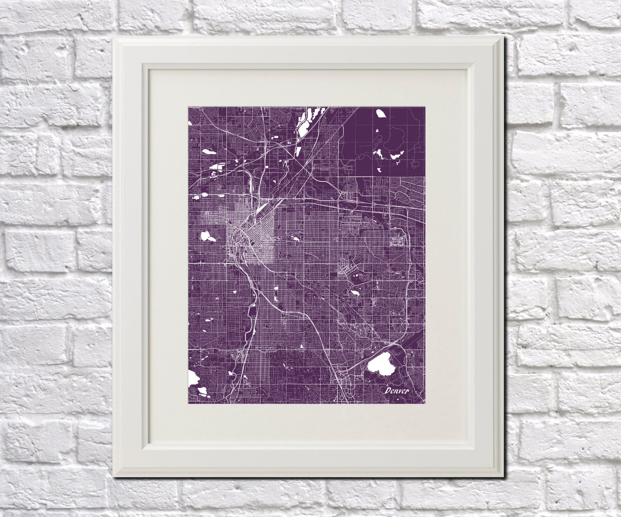 Denver City Street Map Print Feature Wall Art Poster