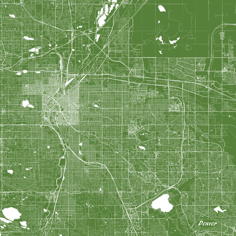 Denver, Colorado City Street Map Print Custom Wall Map