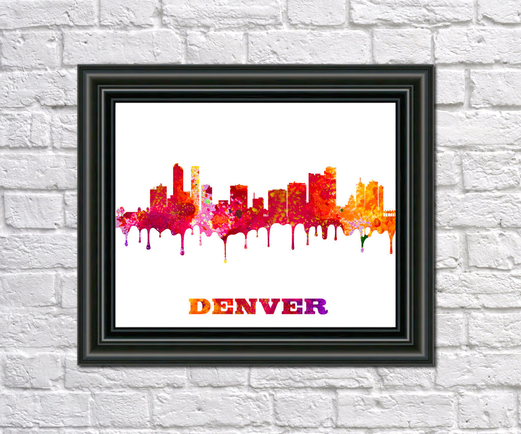 Denver City Skyline Print Wall Art Poster Colorado USA - OnTrendAndFab