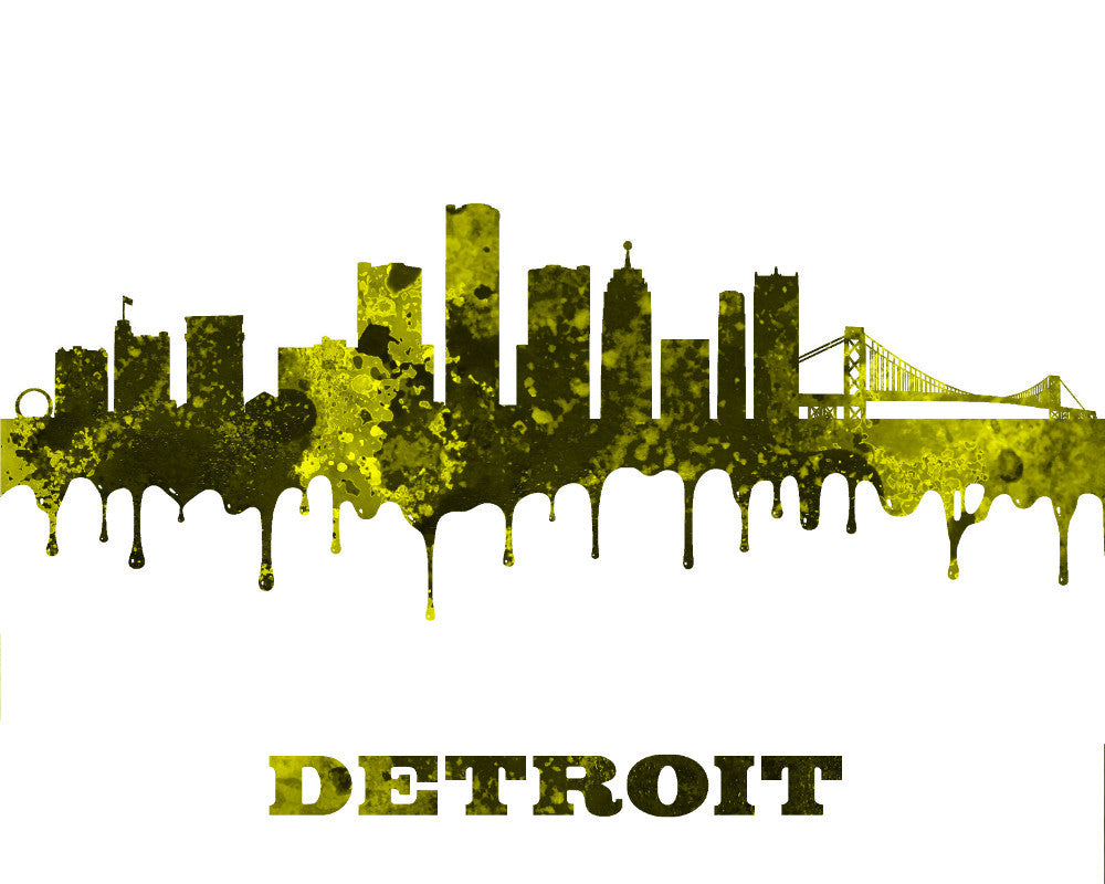 Detroit City Skyline Print Wall Art Poster Michigan USA - OnTrendAndFab