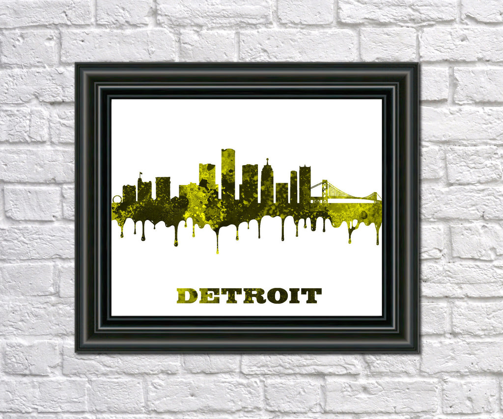 Detroit City Skyline Print Wall Art Poster Michigan USA - OnTrendAndFab