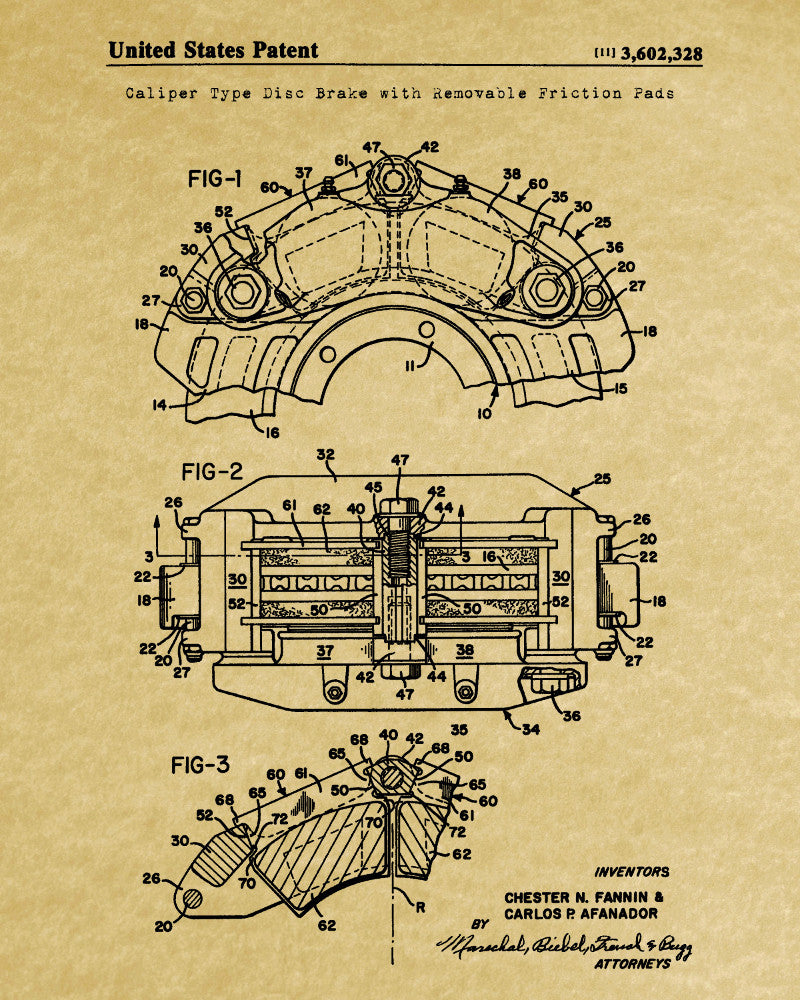 Disc Brake Patent Print Garage Blueprint Workshop Poster