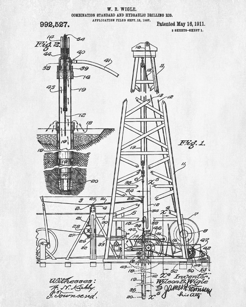 Drilling Rig Patent Print Oil Derrick Blueprint Poster - OnTrendAndFab