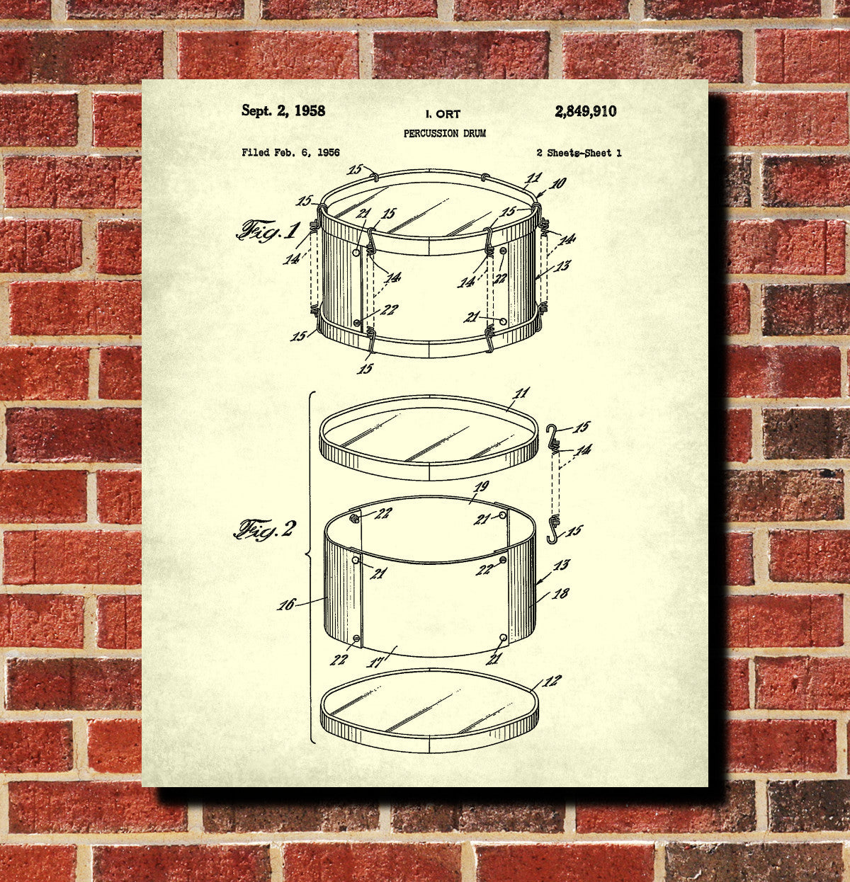 Drum Blueprint Art Drumming Patent Print Music Poster