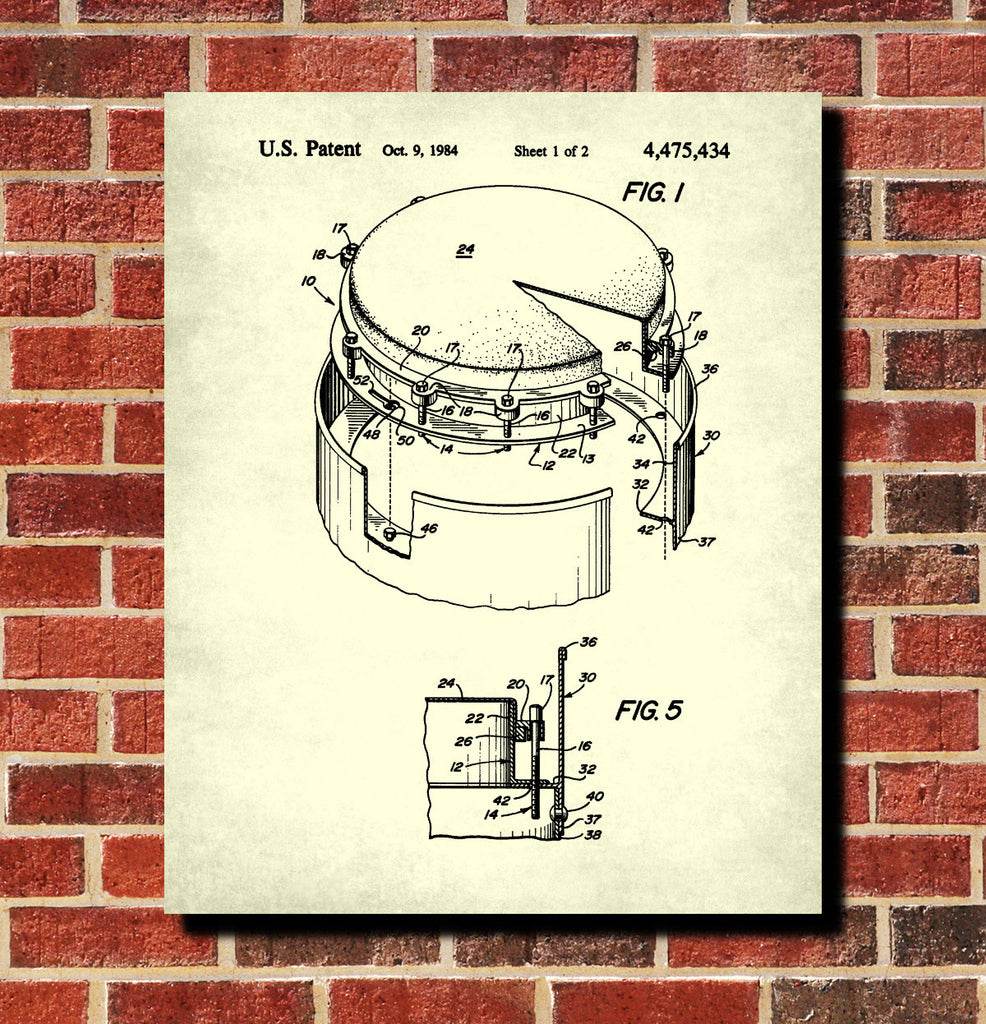 Drum Blueprint Art Drumming Patent Print Drummer Poster