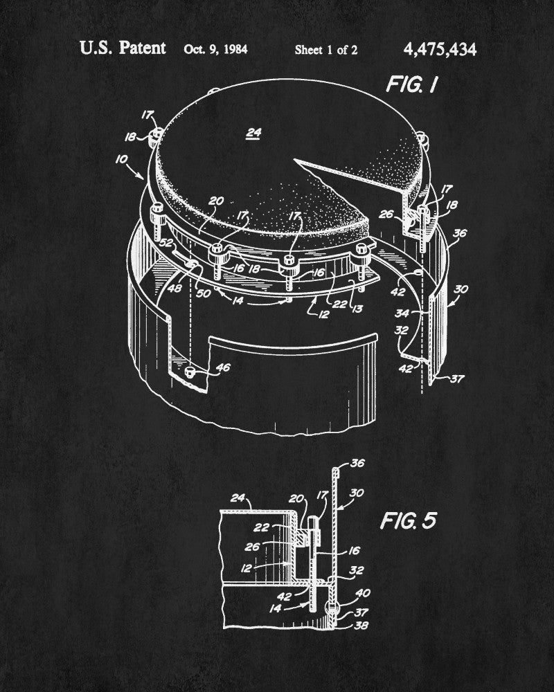 Drum Blueprint Art Drumming Patent Print Drummer Poster