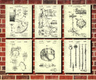 Drumming Patent Prints Set 6 Drums Blueprint Drummer Poster