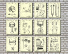 Drum Patent Prints Set of 12 Drumming Blueprints Music Posters