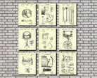 Drums Patent Prints Set of 9 Drum Blueprints Music Posters