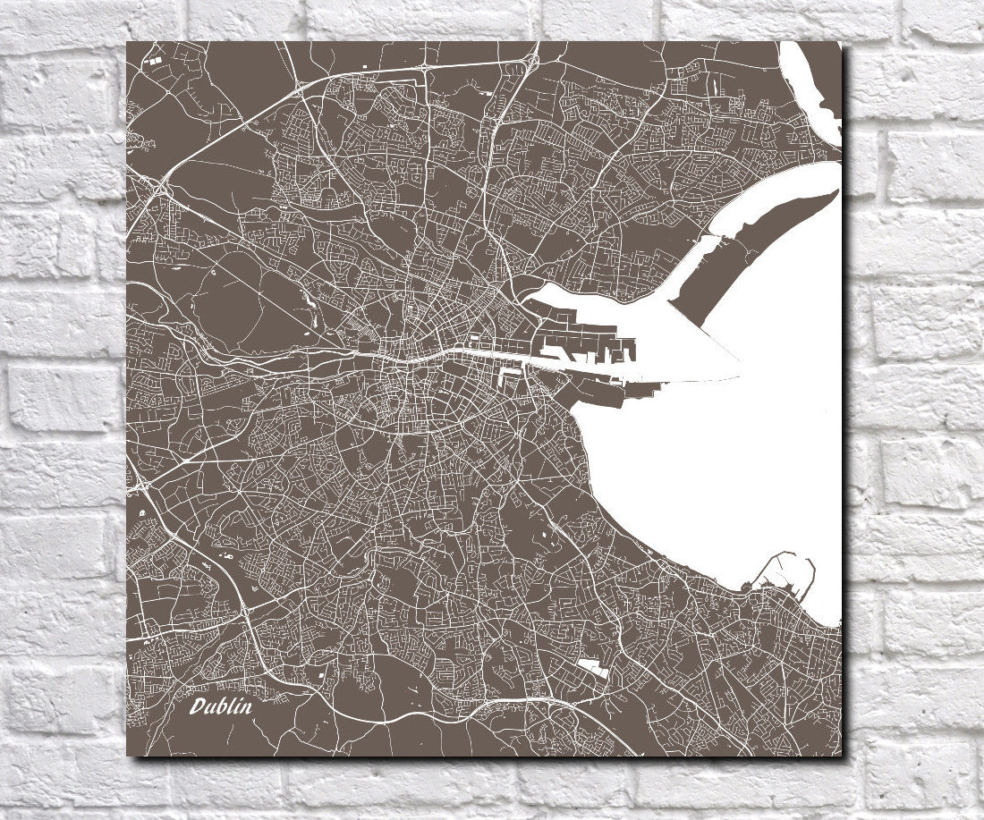 Dublin City Street Map Print Custom Wall Map Poster - OnTrendAndFab