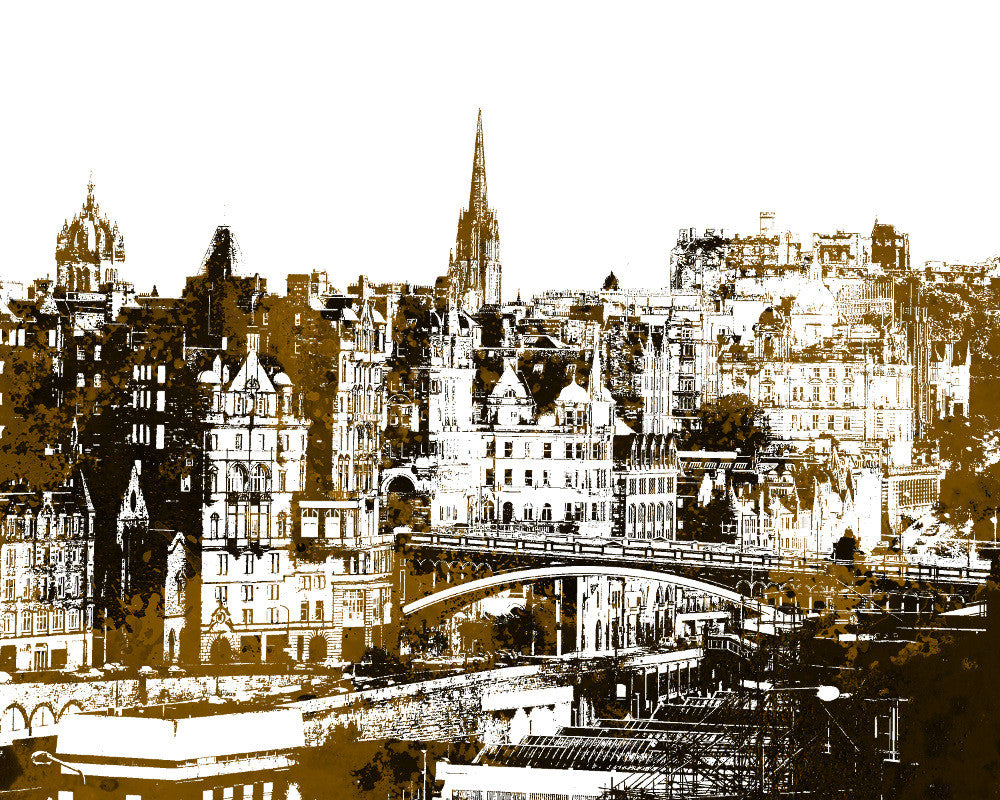 Edinburgh City Skyline Print Landscape Poster Feature Wall Art