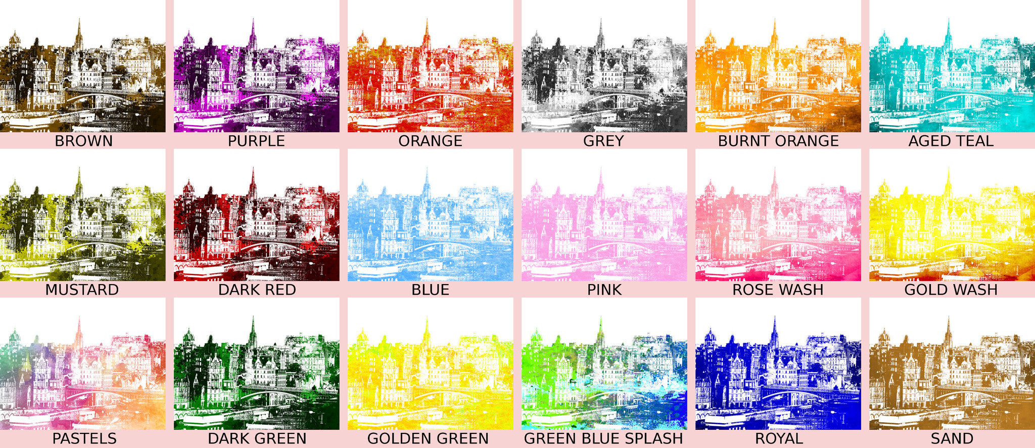 Edinburgh City Skyline Print Landscape Poster Feature Wall Art