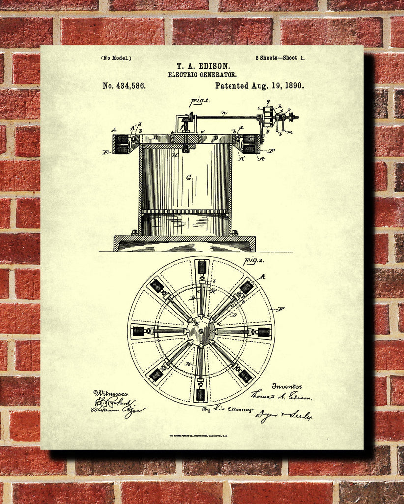 Edison Patent Print Electrical Blueprint Vintage Invention Poster - OnTrendAndFab