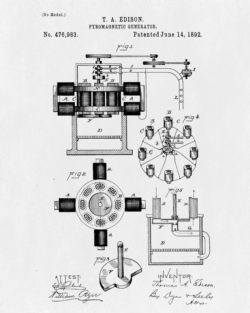 Edison Patent Print Vintage Invention Poster Electrical Blueprint - OnTrendAndFab