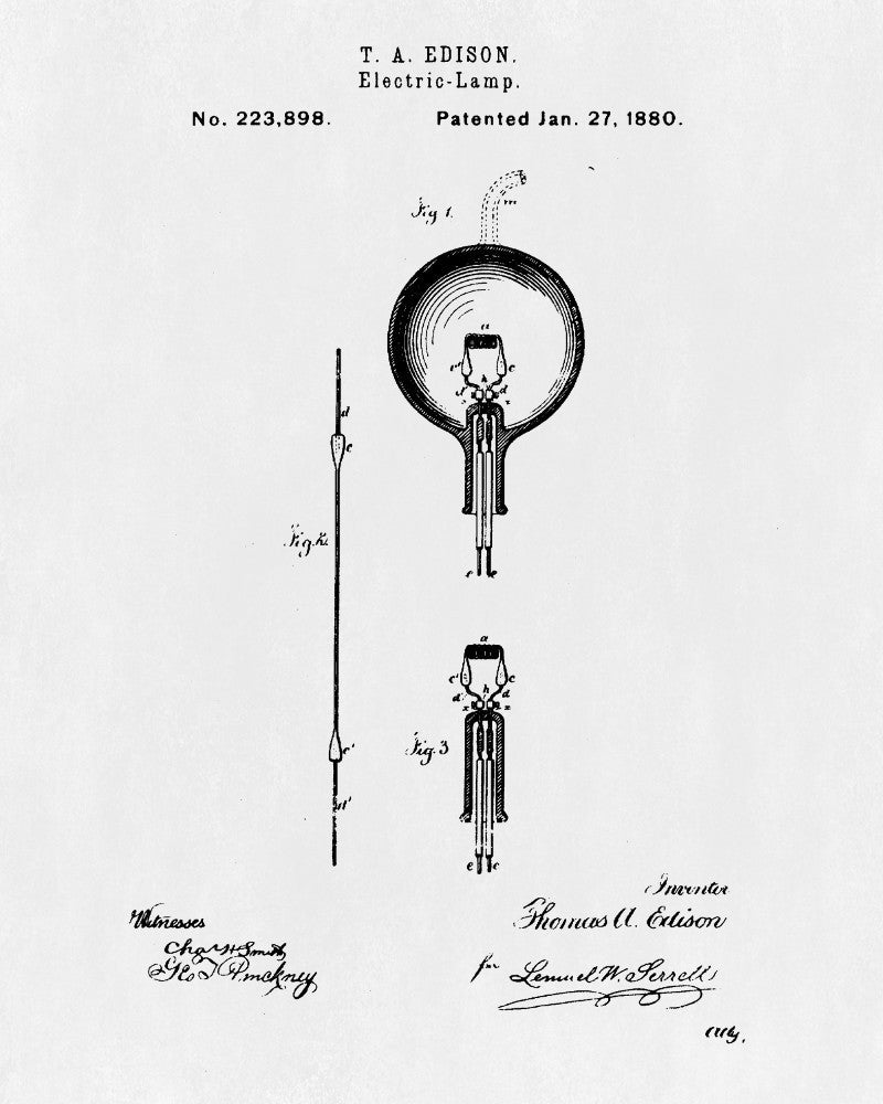 Edison Blueprint Vintage Invention Poster Electrical Patent Print - OnTrendAndFab