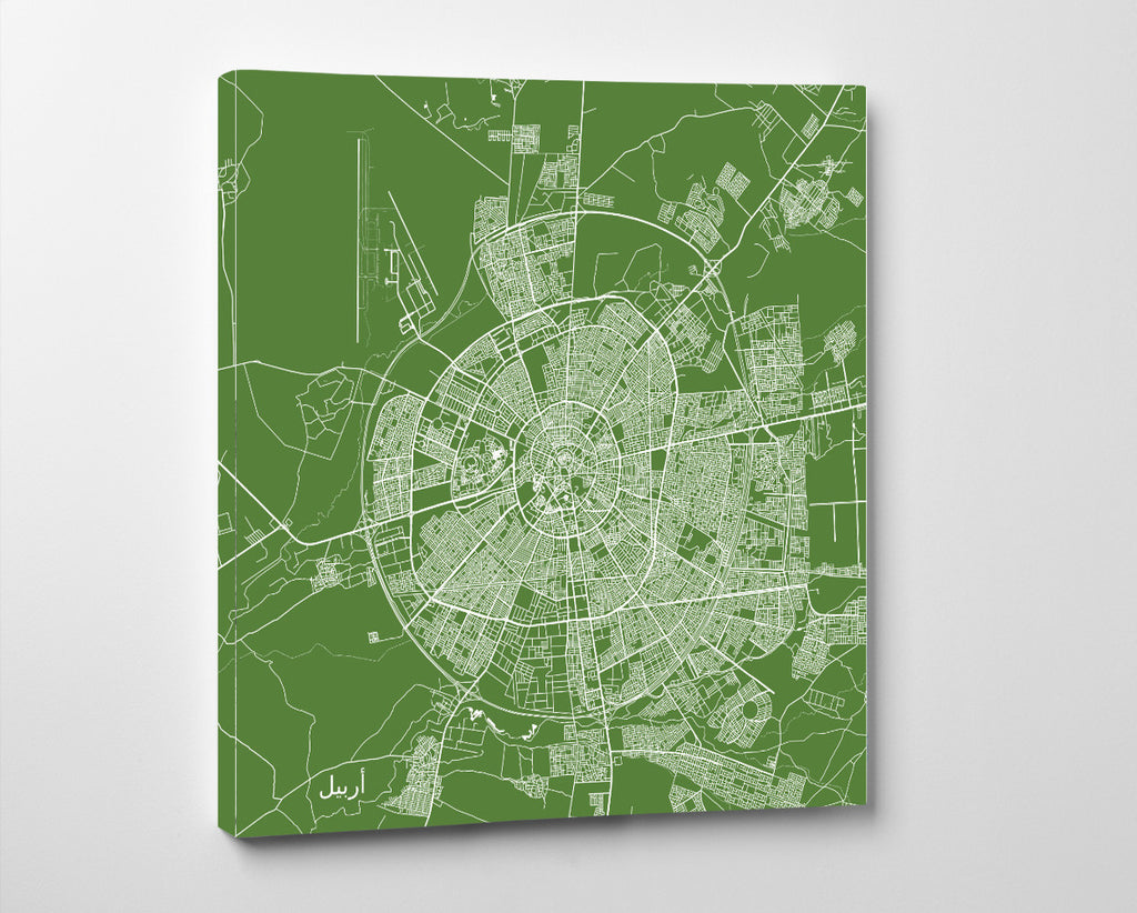 Erbil, Iraq City Street Map Print Custom Wall Map – GalleryThane
