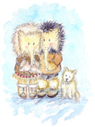 Elephant Eskimos Cute Children's Nursery Wall Art Print