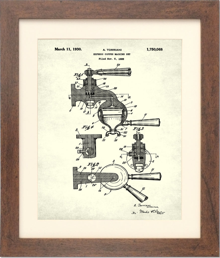 Espresso Coffee Maker Framed Patent Print Limited Edition
